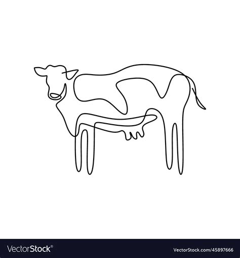 One Line Design Silhouette Of Cow Cow Royalty Free Vector