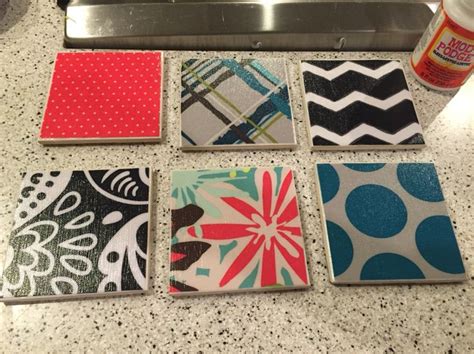 Coasters Made From Fabric Swatches Mod Podge Ceramic Tiles Felt