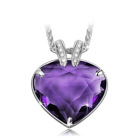 And Ever Purple Heart Pendant Necklace Valentines T Made With Swarovski Crystal Ebay