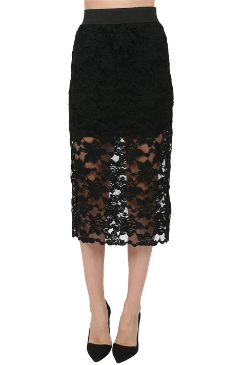 Free People Black Lace Pencil Skirt Lyst