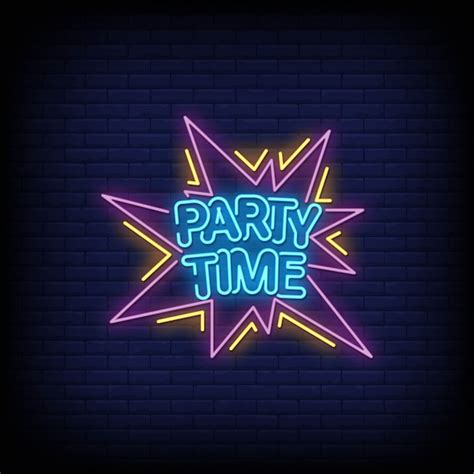 Premium Vector Party Time Neon Signs Style Text