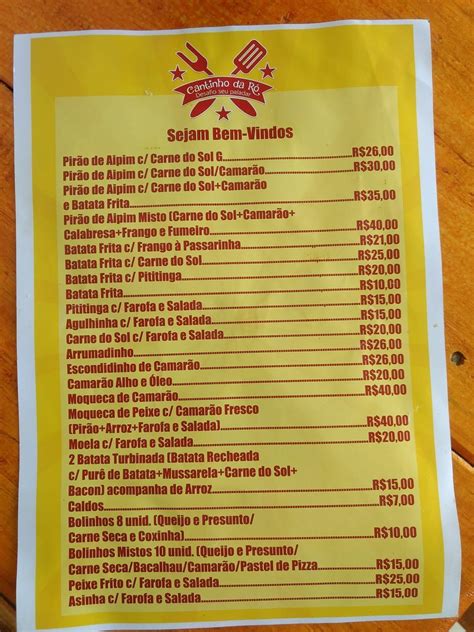 Menu At Restaurante Cantinho Da R Salvador