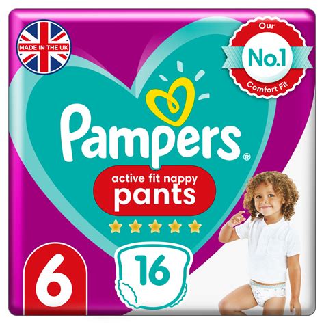 Pampers Active Fit Nappy Pants Size 6 16 Nappies 15kg Carry Pack