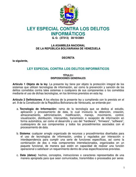 Ley Especial Contra Los Delitos Inform Ticos By Ozzie Leon Issuu