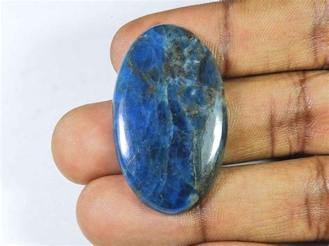 58Cts Genuine Neon Blue Apatite Oval Crystal Cabochon Loose Gemstone