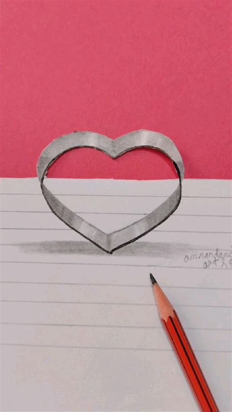 How to draw 3D heart shape || Drawing step by step # | 3d pencil ...