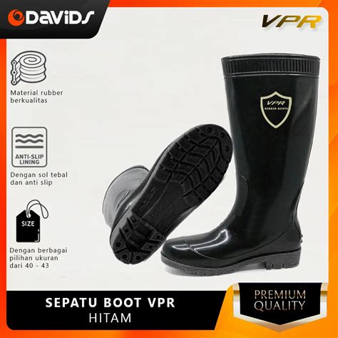 Sepatu Boots Karet Boot Hitam Pria Kerja Safety Proyek Panjang Vpr