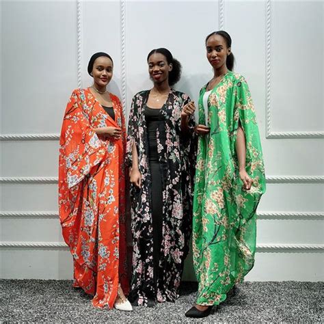 Floral Kaftan Abaya Kimono Cardigan Dress Afrikanische Mode Kleider