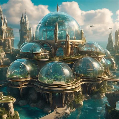 Premium Photo A Futuristic Underwater City With Intricate Glass Domes