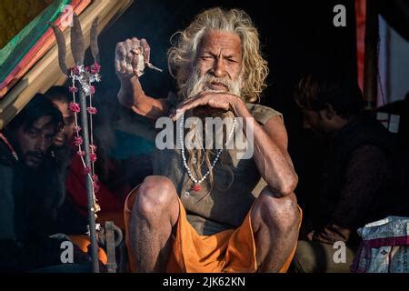 Indian Holy Man Amar Bharati Urdhavaahu Who Has Kept His Arm Raised