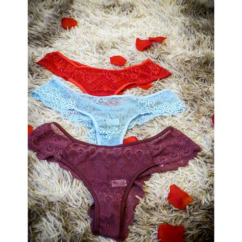 KIT 3 CALCINHAS DE RENDA FIO DENTAL LINGERIE MODA INTIMA FEMININA