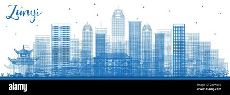 Outline Zunyi China City Skyline With Blue Buildings Vector