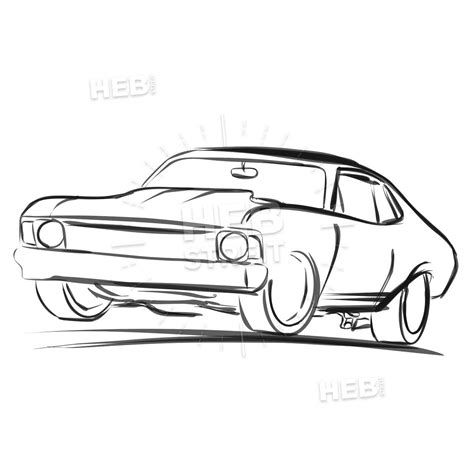 Old Muscle Car Outline Sketch Instant Download Old Muscle Cars