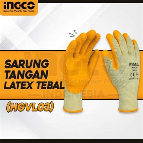 Jual Sarung Tangan Kerja Karet Latex Safety Gloves INGCO HGVL03 Proyek