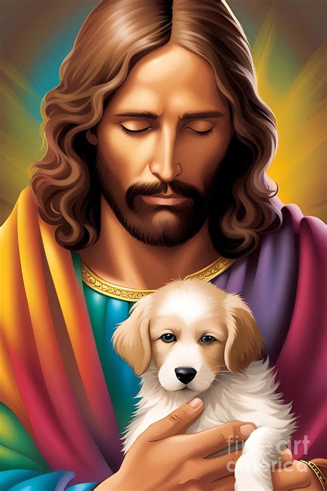 Jesus Loves Puppies Ix Digital Art By Munir Alawi Fine Art America