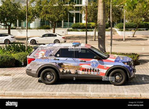 Miami Florida Usa December Police Patrol Car Operated By