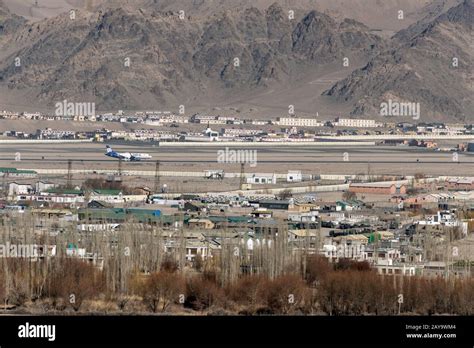 Go air flight landing at Leh airport, Ladakh, India Stock Photo - Alamy