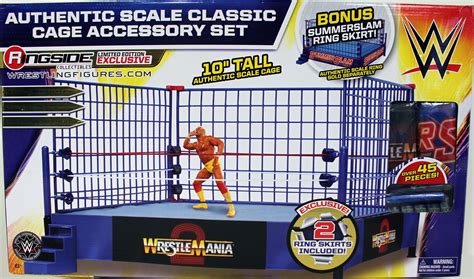 WWE Classic Blue Steel Cage Playset w/ 2 Ring Skirts - Ringside ...