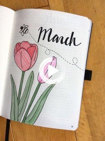 March Plan With Me Tulip Theme Floral Flower Bullet