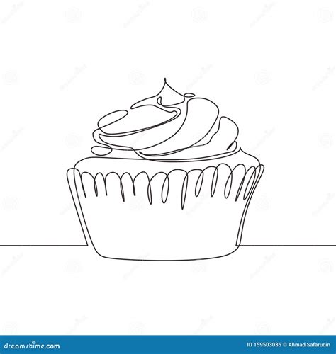 Cupcake One Line Drawing Single Continuous Hand Drawn Minimalism Design