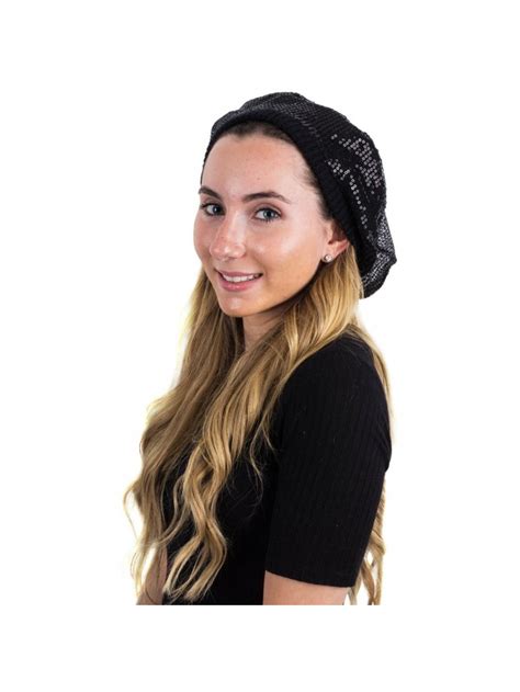 Berets for Women - Beret Hat - Black Sequin Beret - Beret Beanie ...