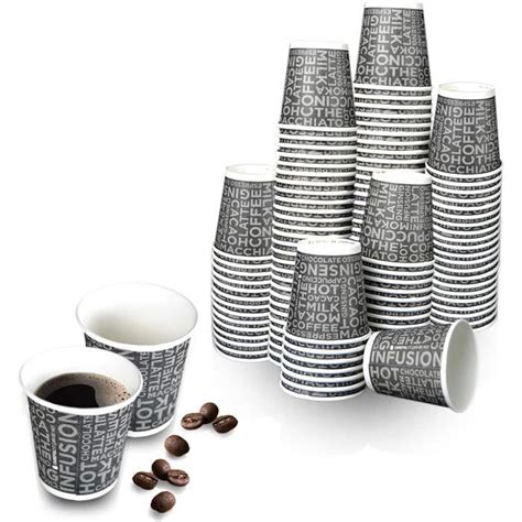 SDG Lot de 200 verres à café 3 oz CL 8 en carton décoré Dark Paper