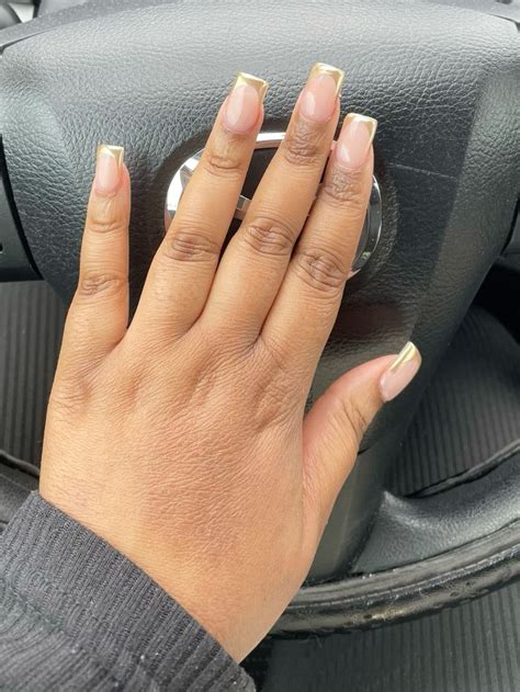 Gold Chrome French Tip Nails Nude Nails Wedding Nails Stylish Nails