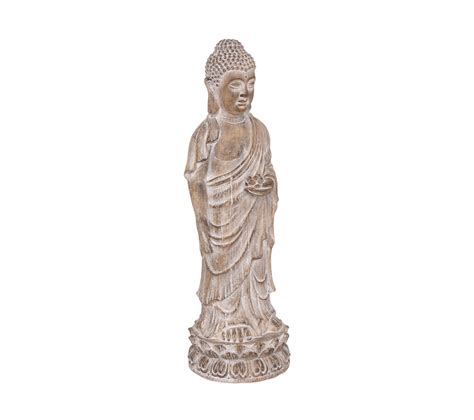 Statue Décorative Bouddha En Magnésie Effet Bois H 91 Cm Intérieur Ou