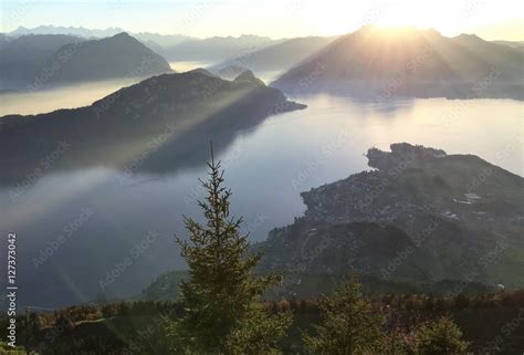 Zauberhafte Bergwelt Blick Von Der Rigi Nach Westen Ber Den