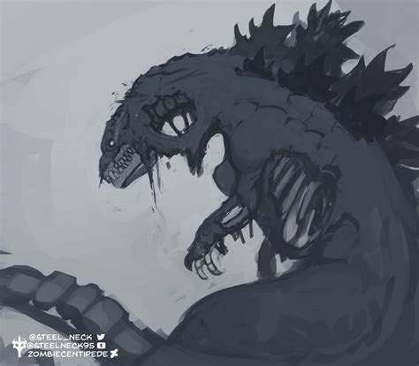 A Drawing Of A Godzilla With Its Mouth Open And Teeth Out In Front Of