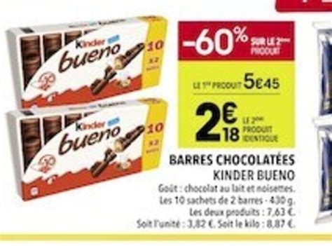 Promo Kinder Bueno Barres Chocolatées chez Supeco