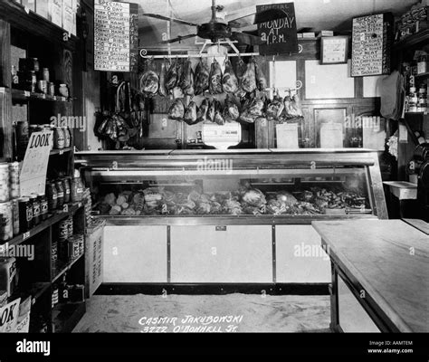 Butcher shops Black and White Stock Photos & Images - Alamy