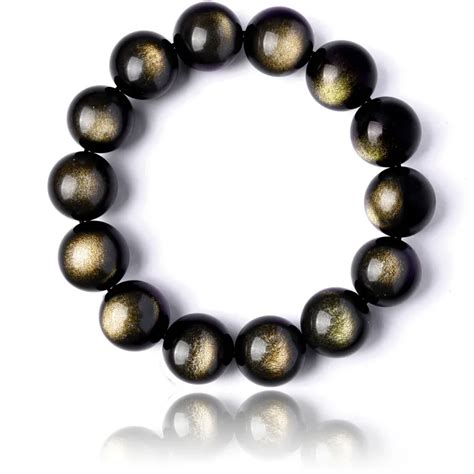 Pulseras elásticas con cuentas de obsidiana para hombre y mujer