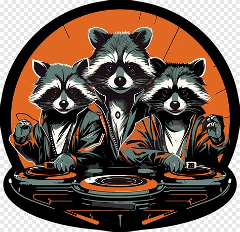 Ai Generated Raccoons Djs Nature Party Animals Logo Concept