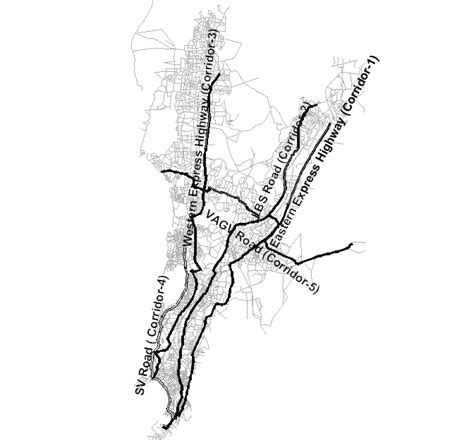 Map showing selected corridors of Greater Mumbai. | Download Scientific ...