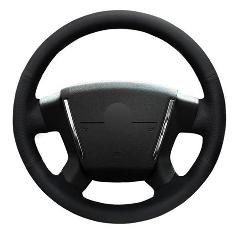 Car Steering Wheel Cover Diy Hand Stitched Black Genuine Leather For