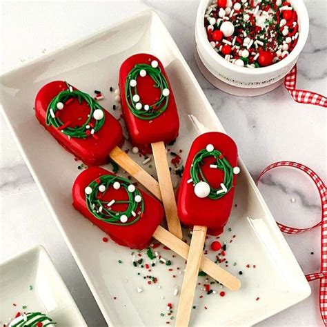 Christmas Cake Pops On A Plate With Sprinkles