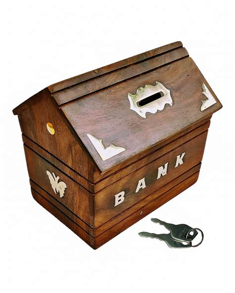 Wood Room Handmade Hut Shape Piggy Bank For Adults Wooden Money Bank