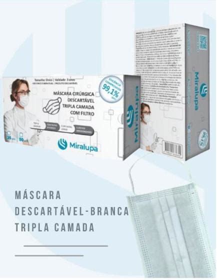 Mascara cirúrgica descartável tripla camada filtro Miralupa