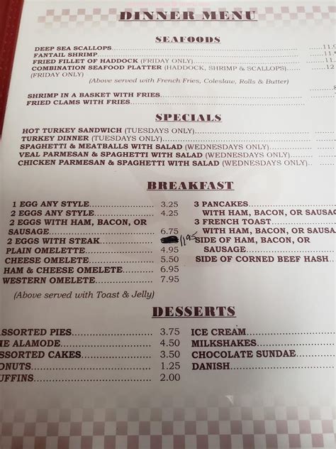 Menu at Sunrise Restaurant, Uvalde