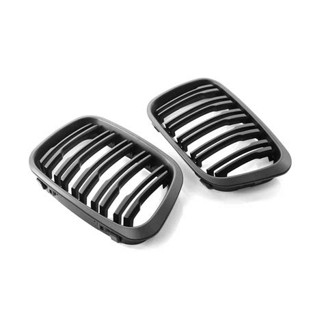 2 PCS Matte Black Radiator Grille Sports Grille with Double Bar ...