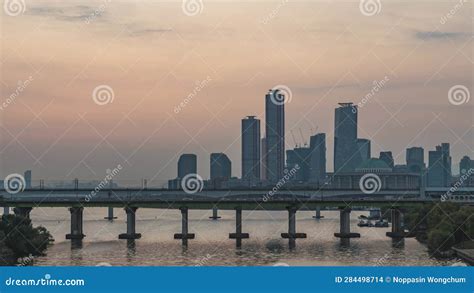 Seoul Sul Da Coreia Cidade Skyline Noite A Dia Hora Do Nascer Do Sol