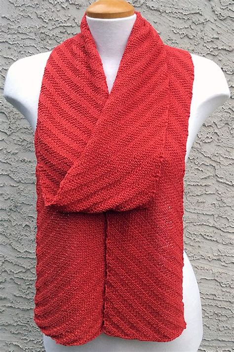 Free Knitting Pattern For Diagonal Line Scarf Beginner Knitting