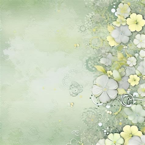 Premium AI Image | A green and white floral background with a floral design.