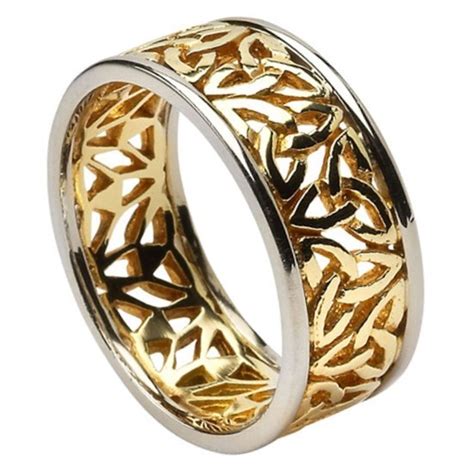 Trinity Knot Gold Wedding Ring With Trim Celtic Wedding Rings Rings