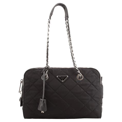 Prada Chain Shoulder Bag Quilted Tessuto Medium At Stdibs Prada