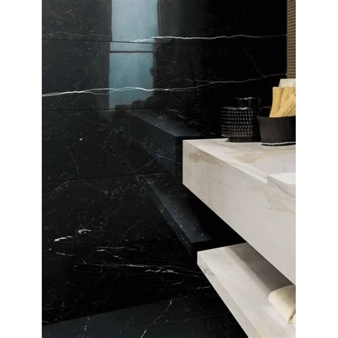 Buy Nero Marquina Porcelain Marble Tile