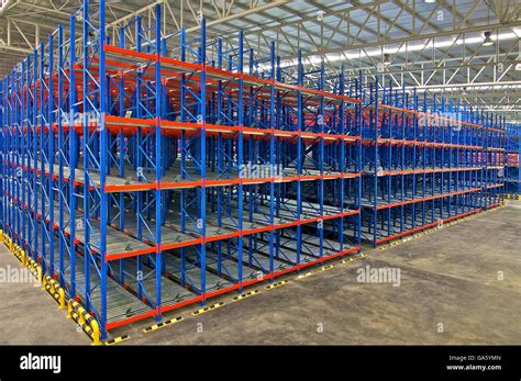 Warehouse Storage Shelving Metal Pallet Racking Systems Stock Photo