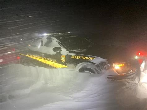 A Wyoming Blizzard Photo Shows Wyoming Highway Patrol Car Buried By Snow