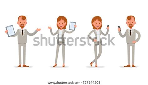 Set Businessman Businesswoman Character Vector Design Stock Vector